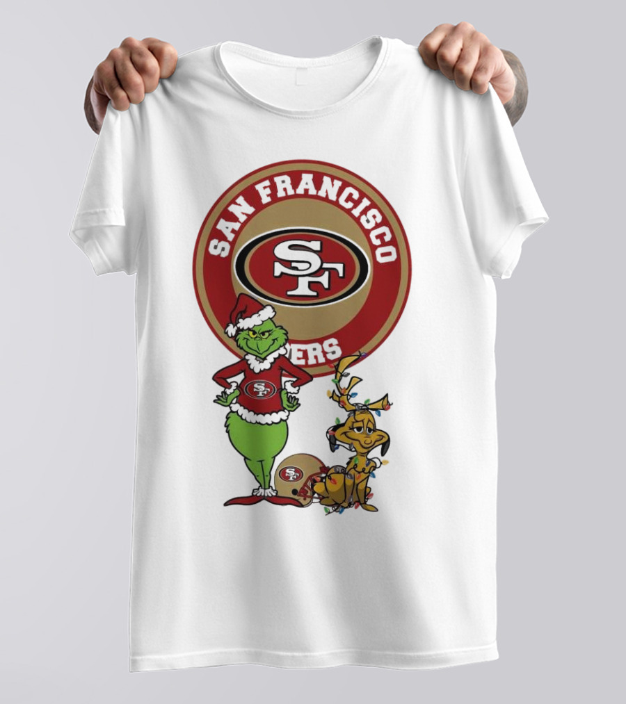 San Francisco 49ers Grinch And Max Merry Christmas T-Shirt