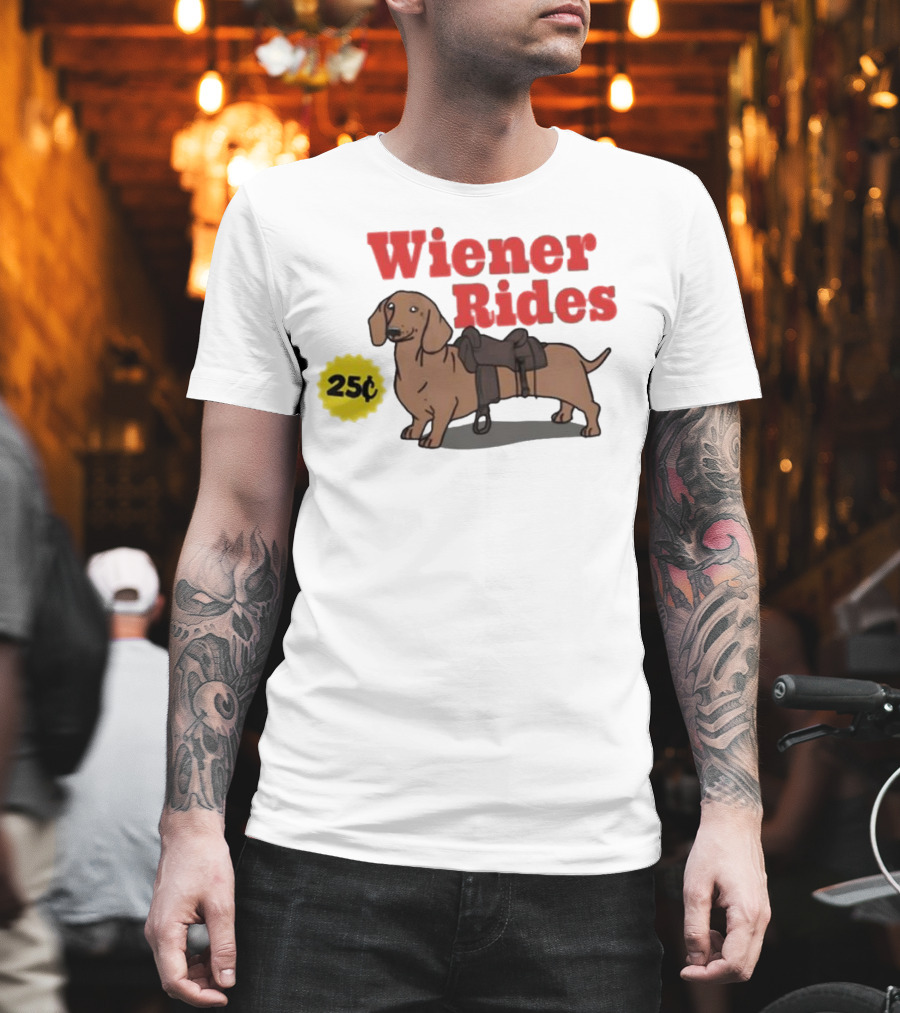 Wiener Rides 25C Dachshund With Saddle T-Shirt