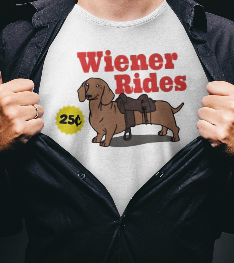 Wiener Rides 25C Dachshund With Saddle T-Shirt