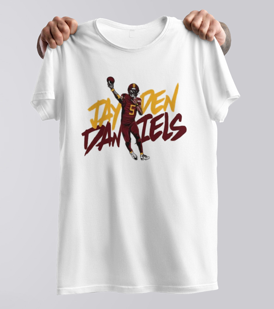 Jayden Daniels Washington Commanders Player Cartoon Football 5 T-Shirt