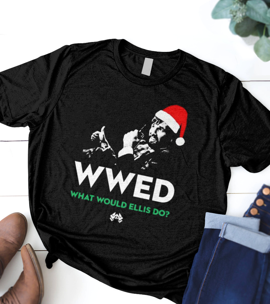 WWED What Would Ellis Do Santa Hat Christmas Edition T-Shirt