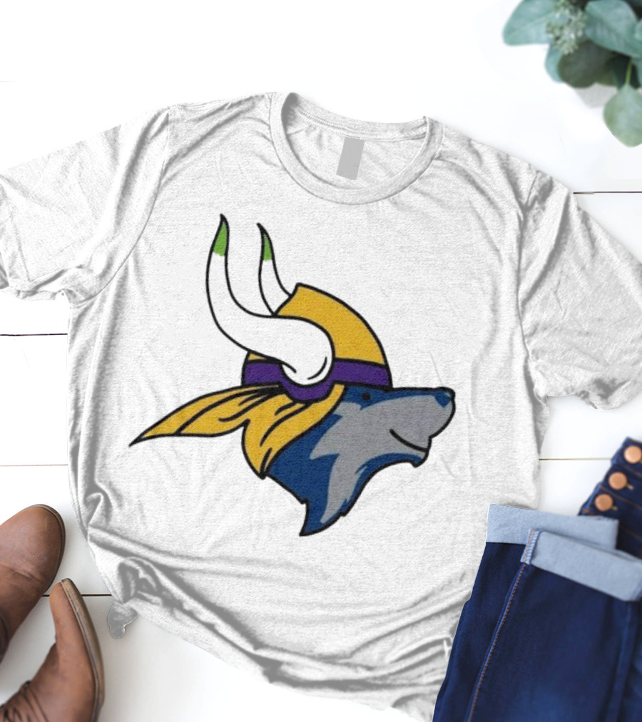Minnesota Timbervikes Wolf And Viking Helmet Mashup T-Shirt