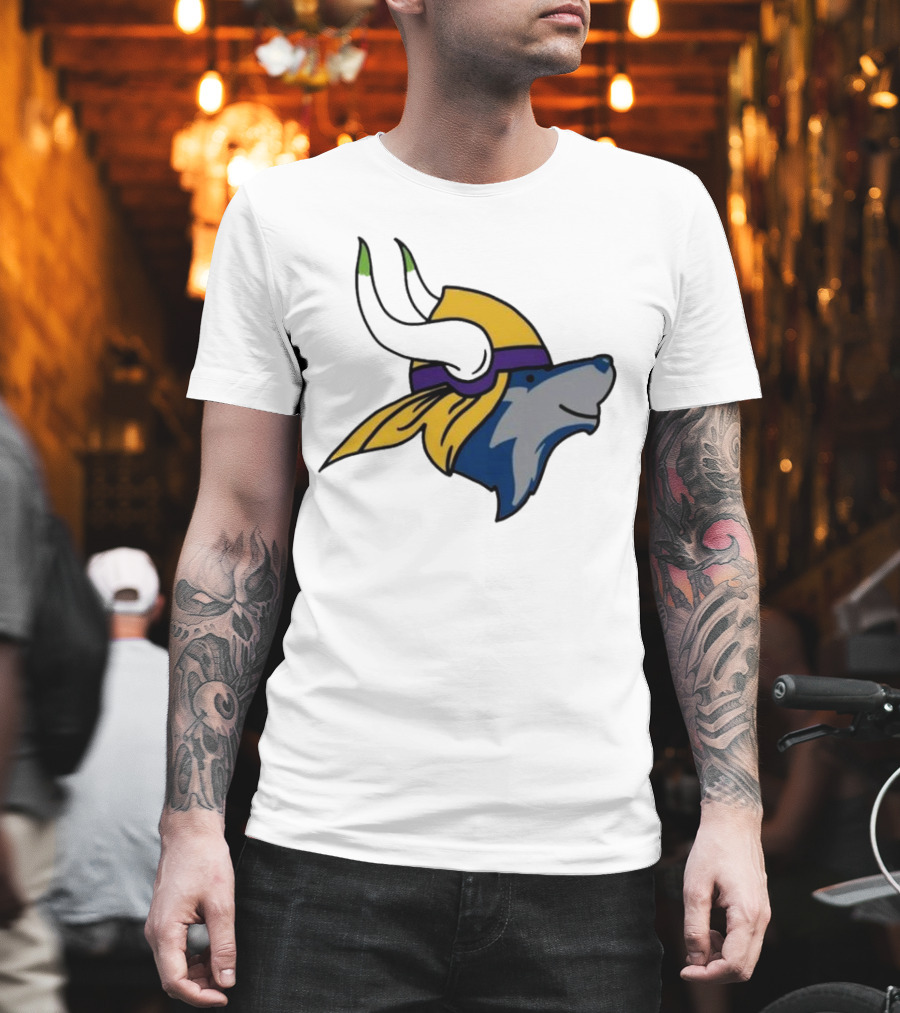 Minnesota Timbervikes Wolf And Viking Helmet Mashup T-Shirt