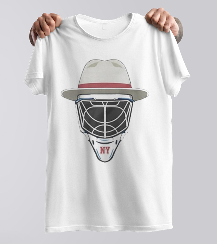 New York Rangers NY Hockey Mask Fedora Hat T-Shirt