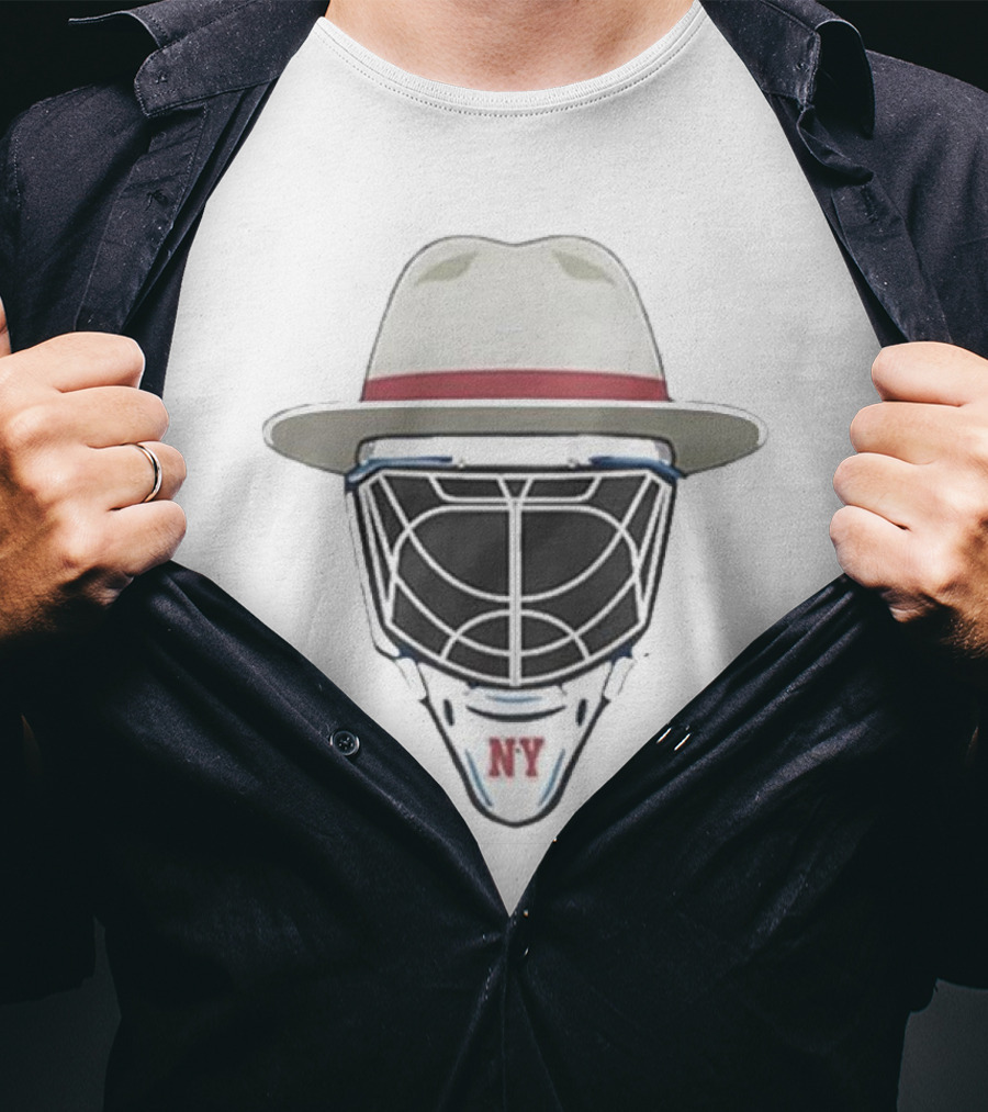 New York Rangers NY Hockey Mask Fedora Hat T-Shirt