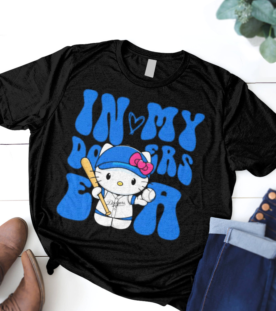 In My Dodgers Era Hello Kitty Baseball T-Shirt