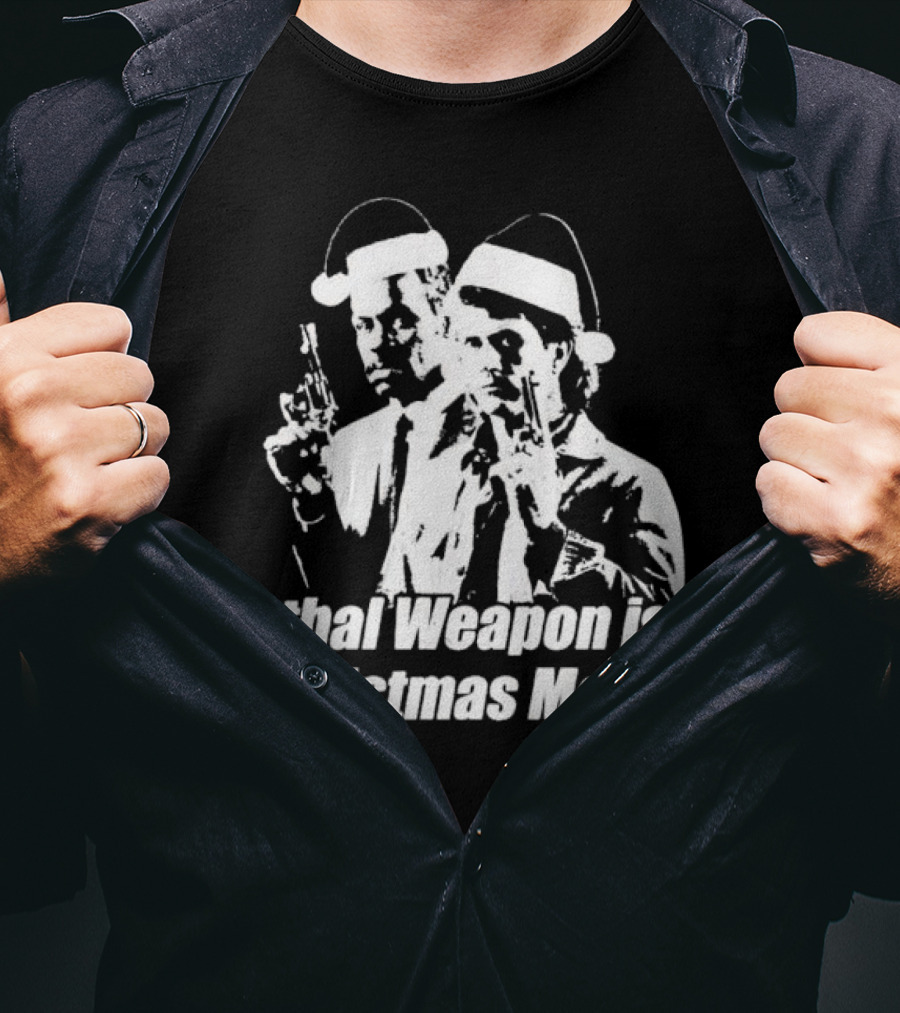 Lethal Weapon Is A Christmas Movie Guns Santa Hats T-Shirt