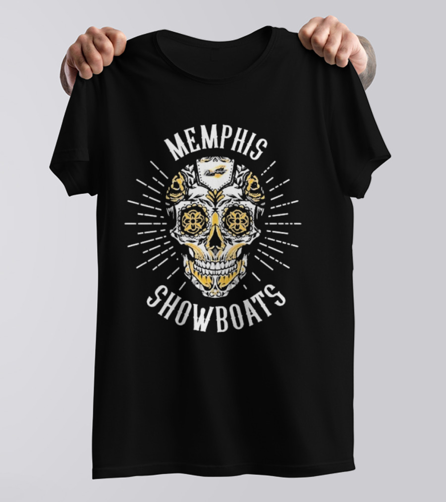 Memphis Showboats Dia De Los Muertos Skull T-Shirt
