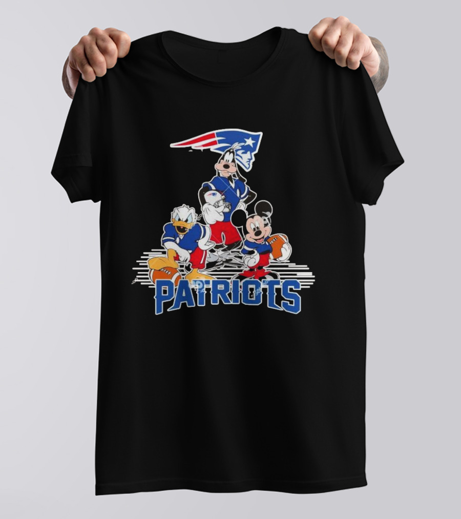Mickey Donald Goofy Patriots Football Disney Crossover T-Shirt