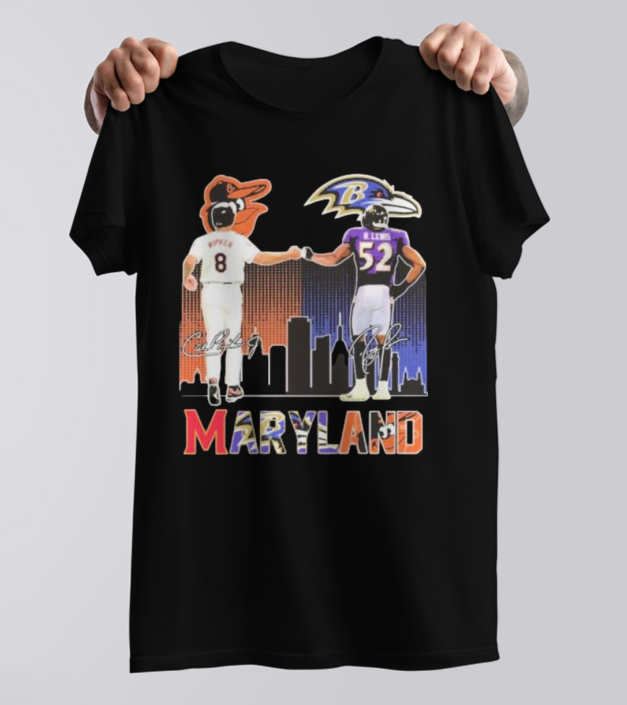 Maryland Sports Baltimore Orioles Ripken Baltimore Ravens Lewis Signatures T-Shirt