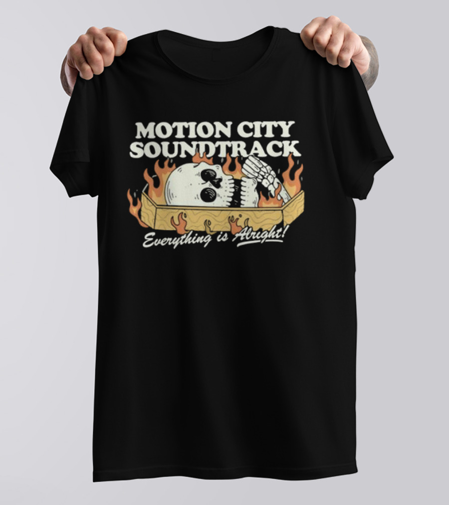 Motion City Soundtrack Everything Is Alright Coffin Skull Flames T-Shirt
