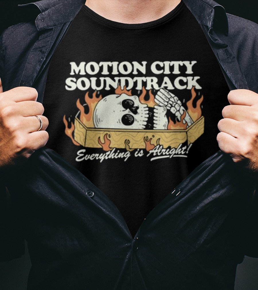 Motion City Soundtrack Everything Is Alright Coffin Skull Flames T-Shirt