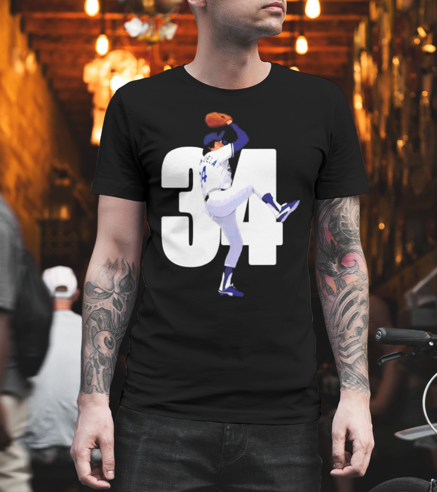 34 Fernando Valenzuela Pitcher Los Angeles Dodgers T-Shirt