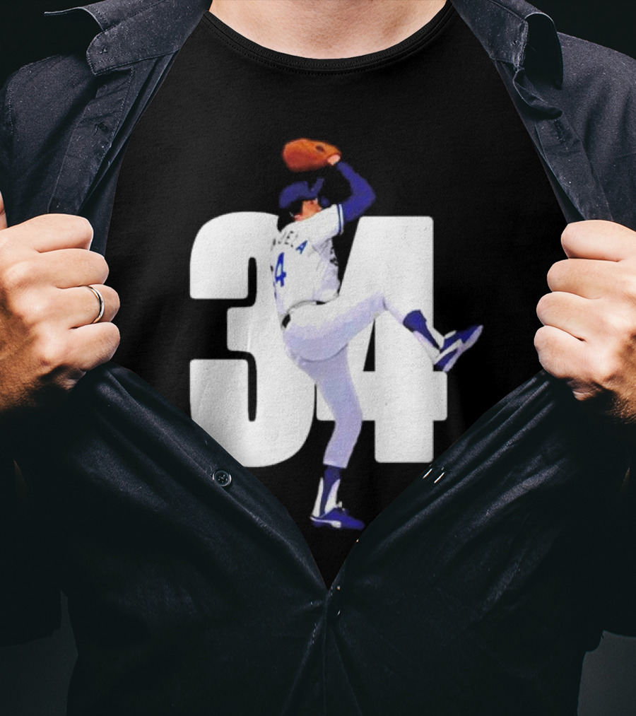 34 Fernando Valenzuela Pitcher Los Angeles Dodgers T-Shirt