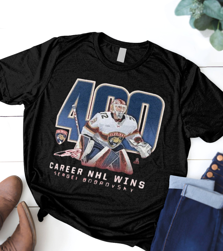 Sergei Bobrovsky 400 Career NHL Wins Florida Panthers T-Shirt