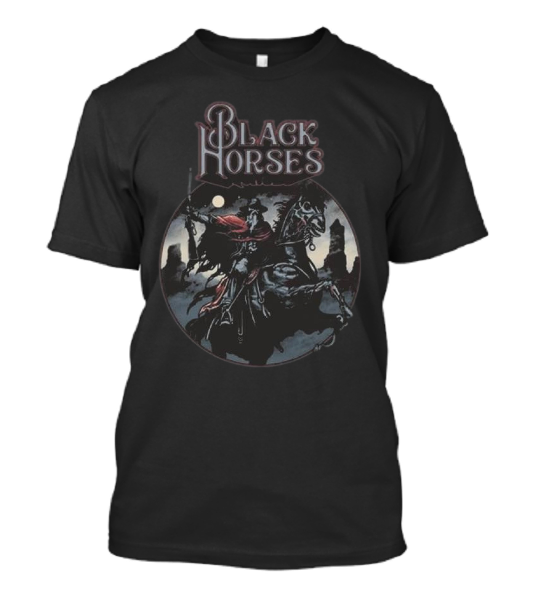 Black Horses Moonlit Knight T-Shirt