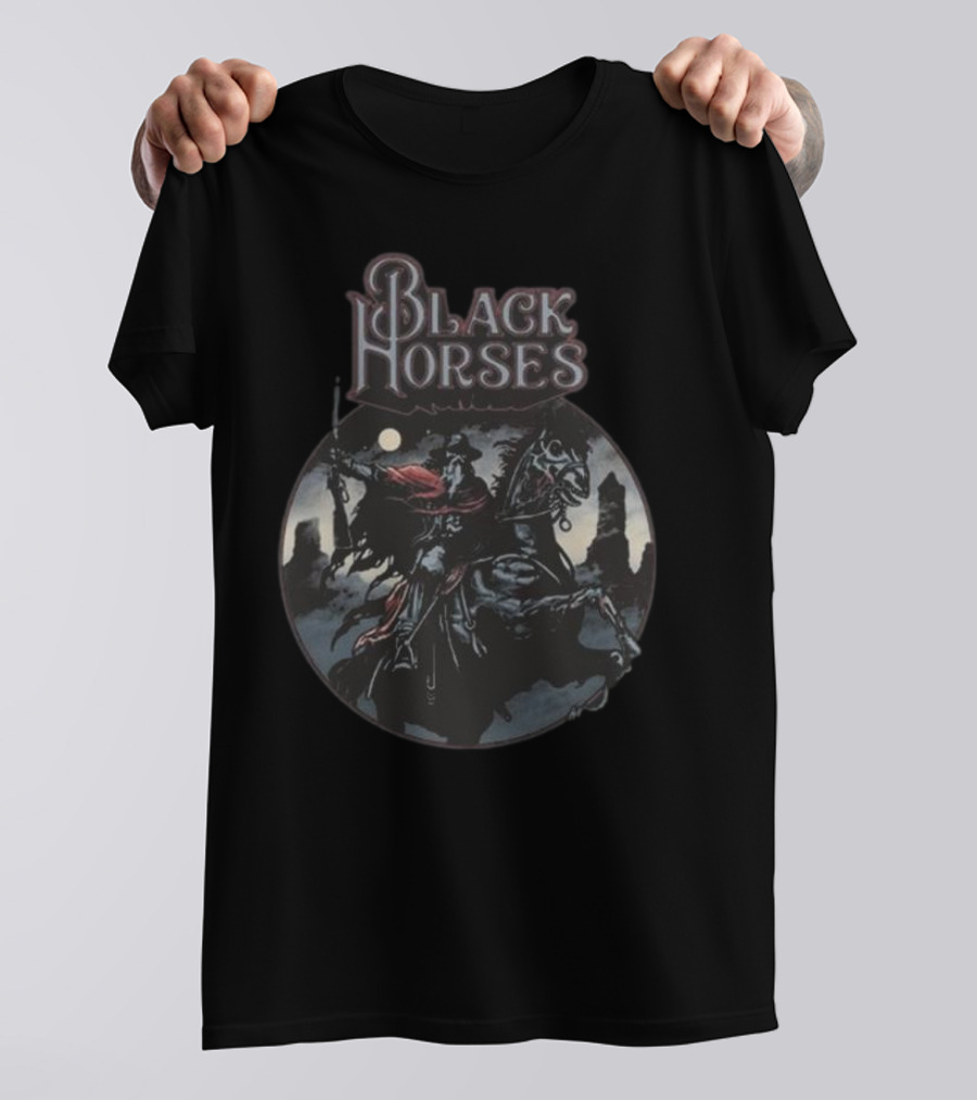 Black Horses Moonlit Knight T-Shirt