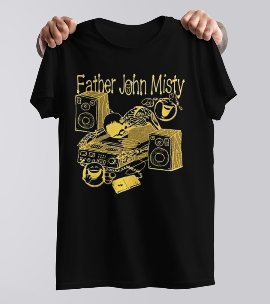 Father John Misty DJ Cartoon Skeleton With Speakers T-Shirt