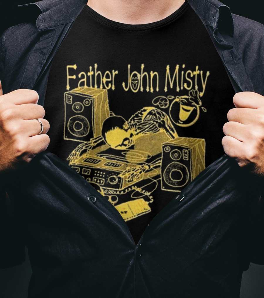 Father John Misty DJ Cartoon Skeleton With Speakers T-Shirt