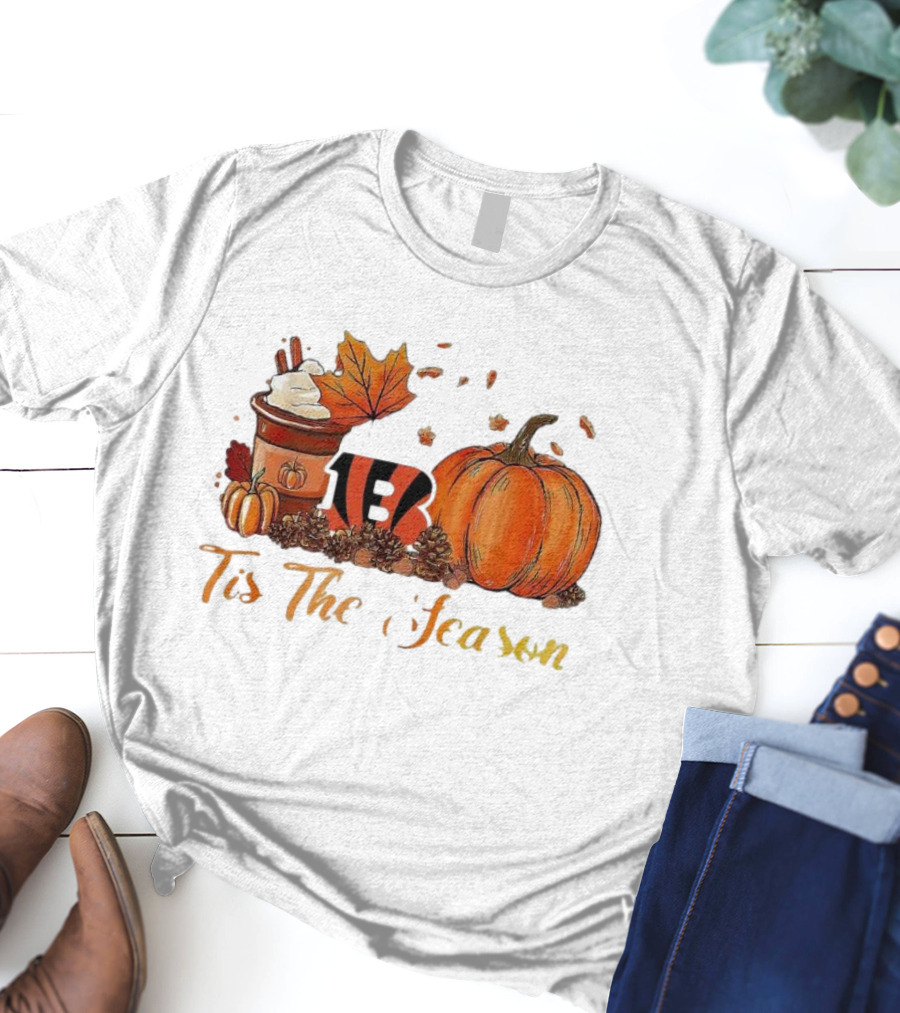 Cincinnati Bengals Tis The Season Pumpkin Latte Autumn T-Shirt