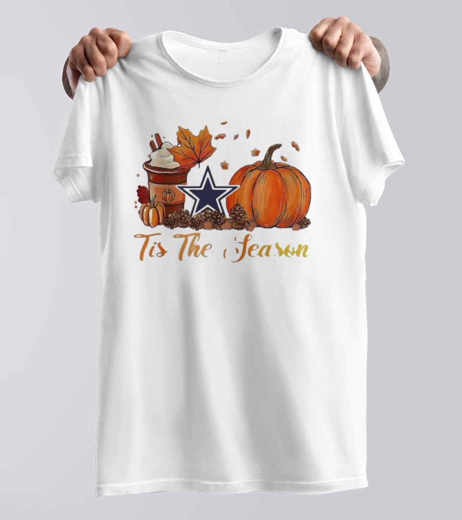 Dallas Cowboys Tis The Season Pumpkin Latte Autumn Decor T-Shirt