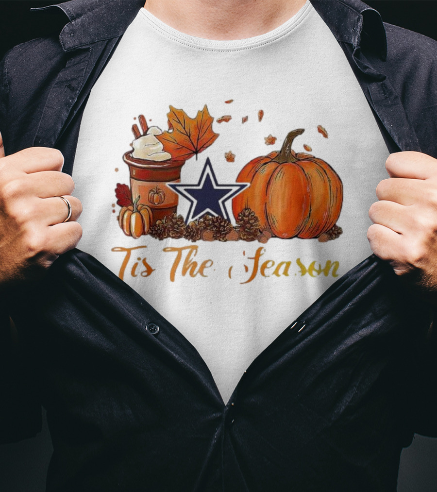 Dallas Cowboys Tis The Season Pumpkin Latte Autumn Decor T-Shirt