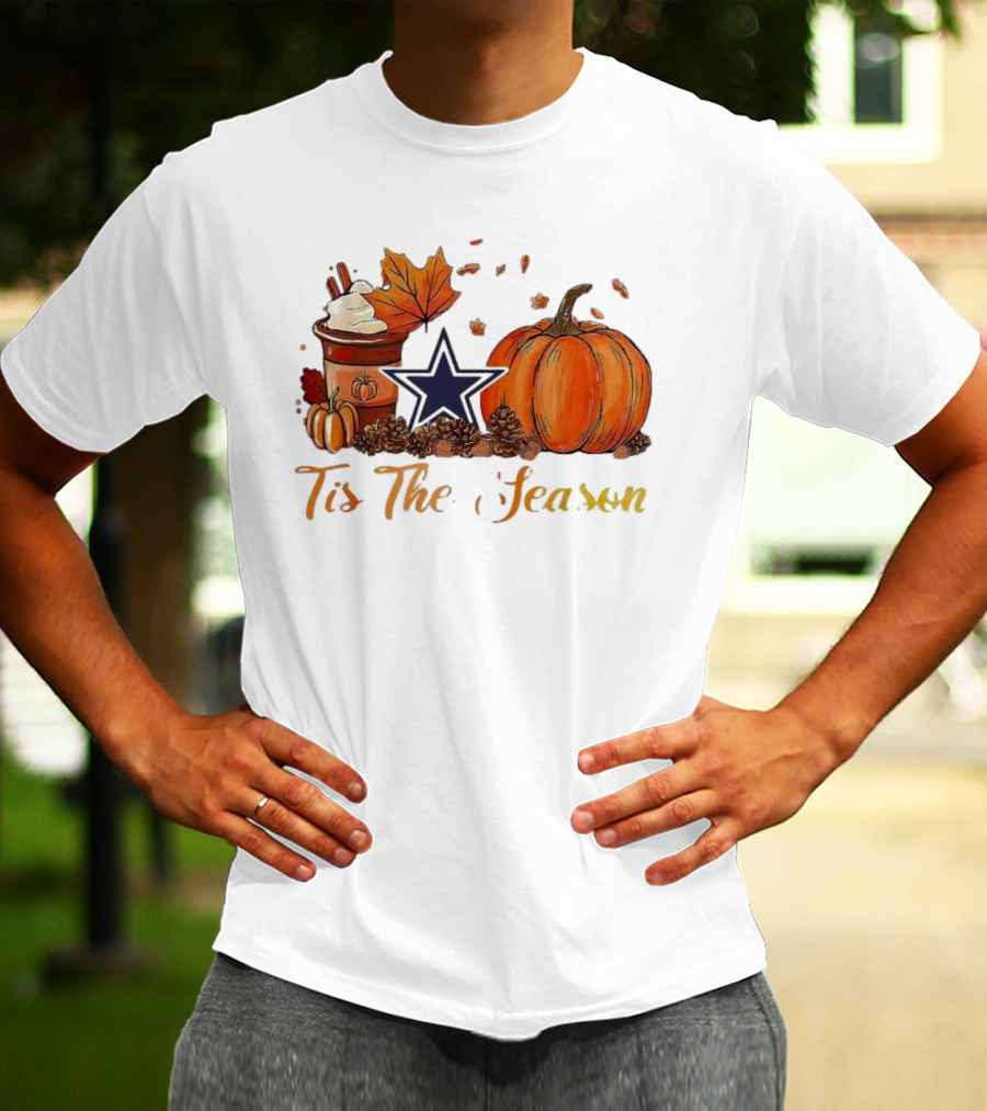 Dallas Cowboys Tis The Season Pumpkin Latte Autumn Decor T-Shirt