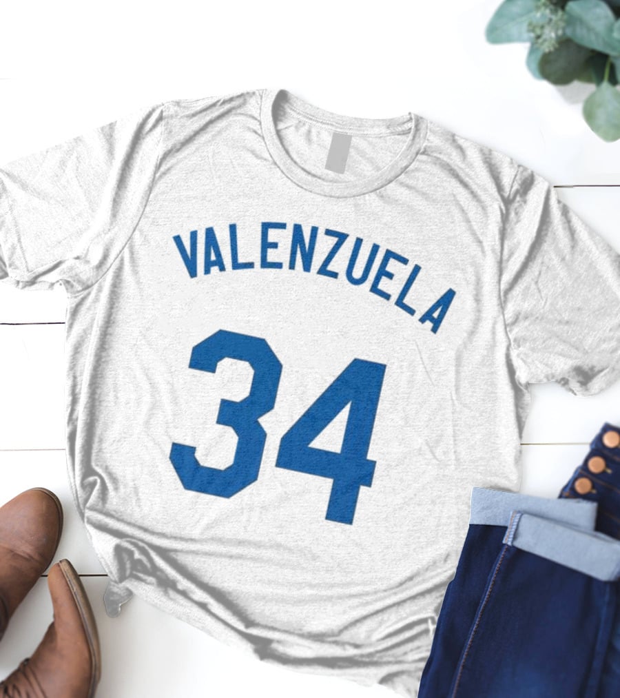 Valenzuela 34 Los Angeles Dodgers Fernando Valenzuela Iconic Baseball Jersey Number T-Shirt