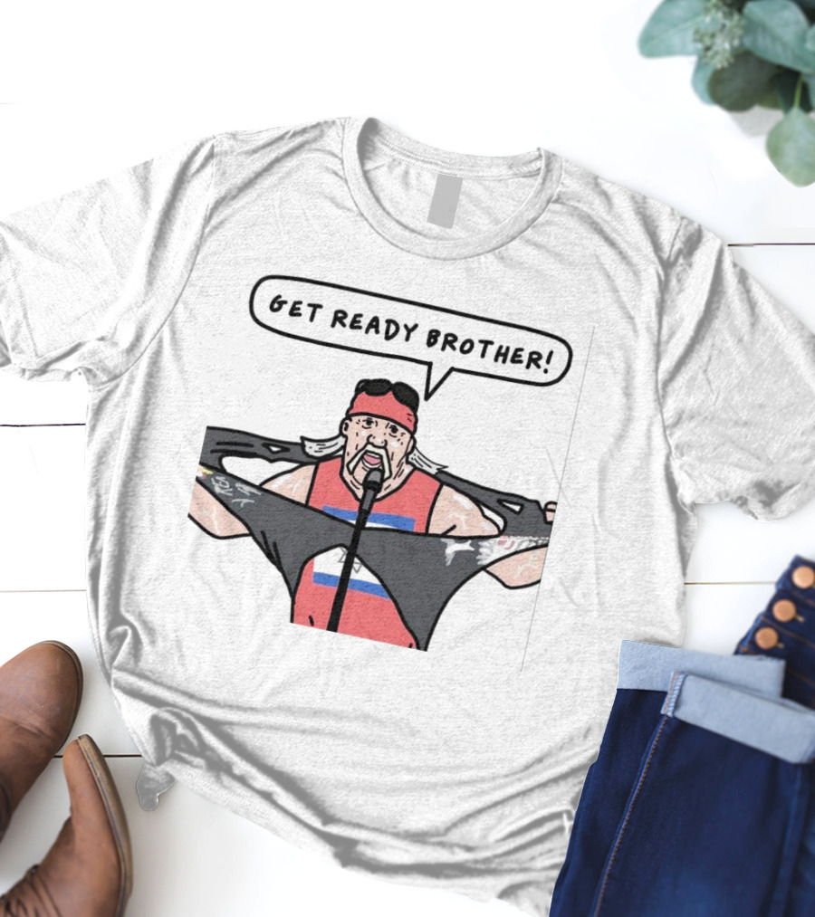 Get Ready Brother Hulk Hogan Shirt Ripping Microphone Comic T-Shirt