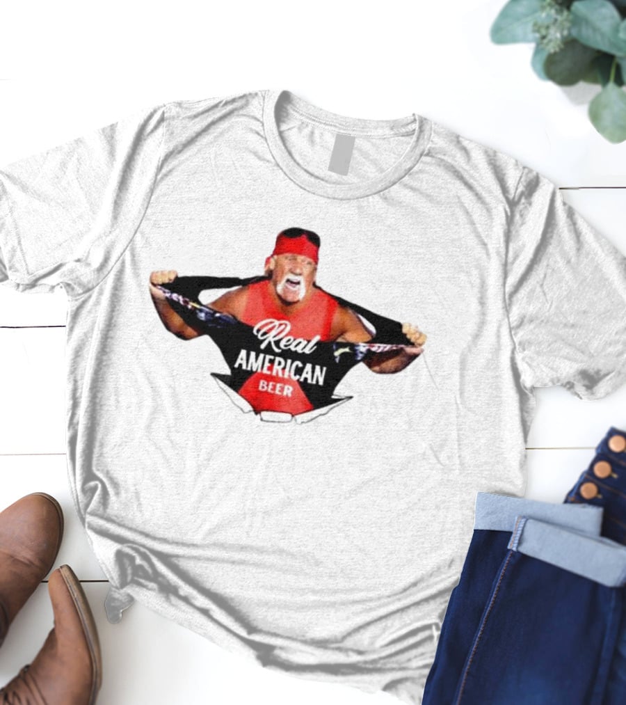 Hulk Hogan Real American Beer Iconic Wrestler Branding T-Shirt
