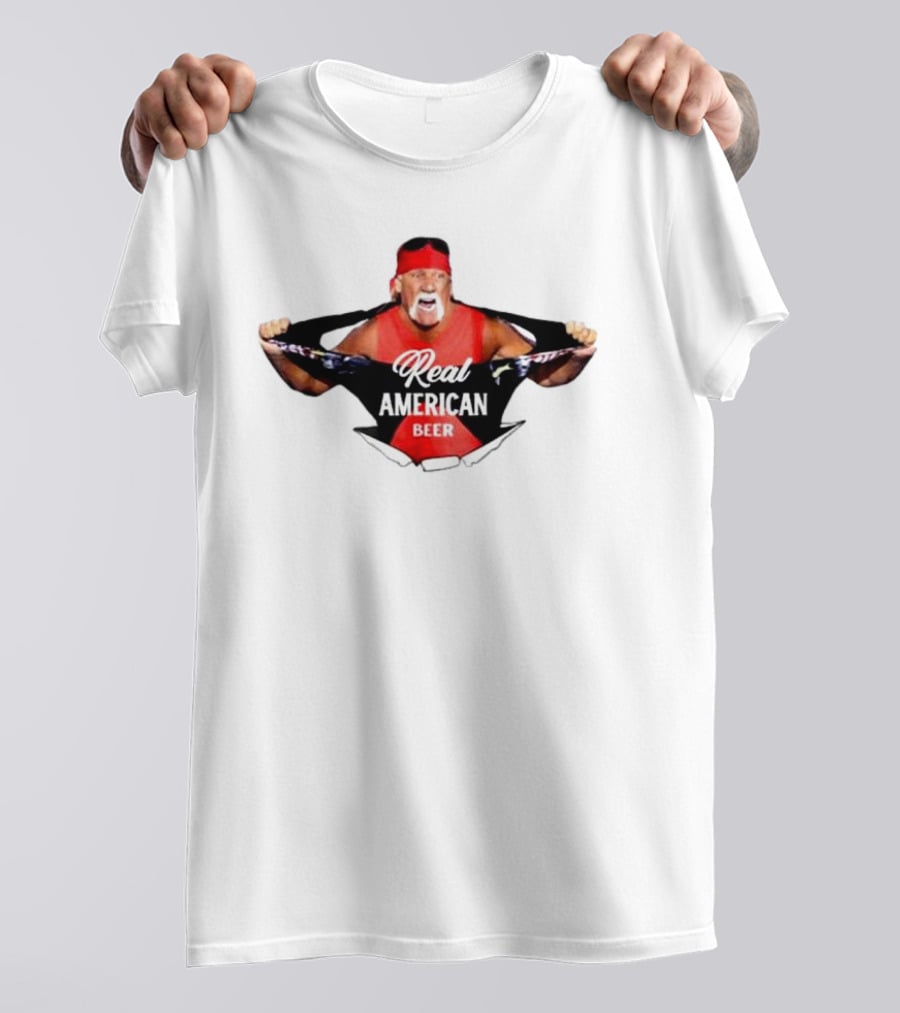 Hulk Hogan Real American Beer Iconic Wrestler Branding T-Shirt