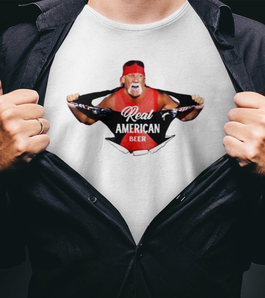 Hulk Hogan Real American Beer Iconic Wrestler Branding T-Shirt