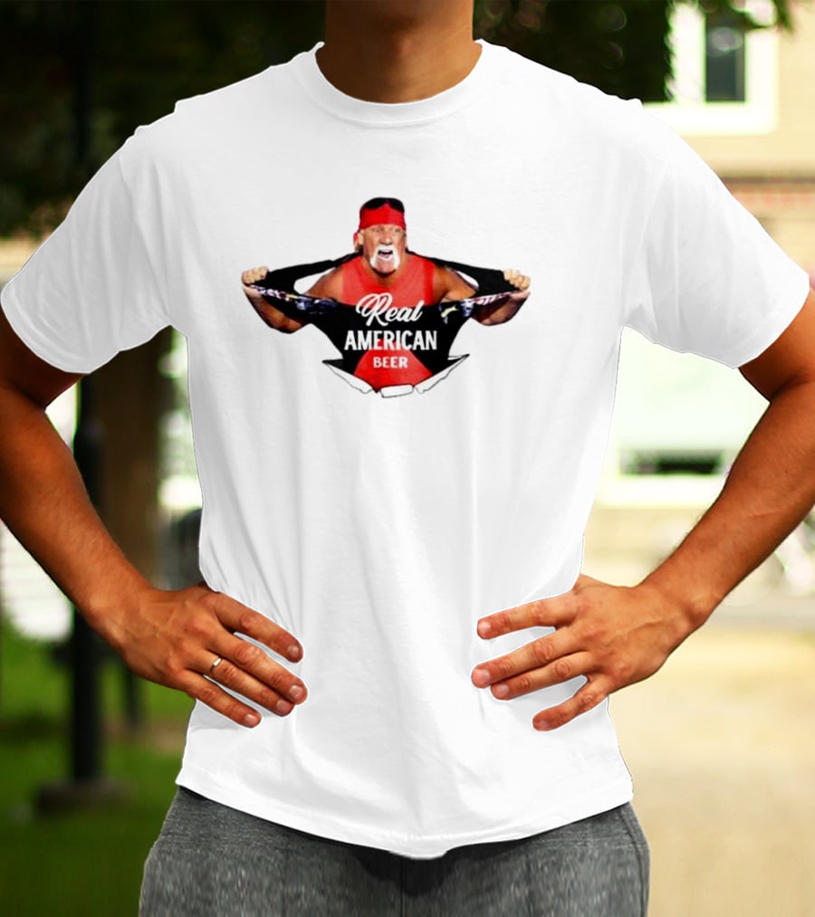 Hulk Hogan Real American Beer Iconic Wrestler Branding T-Shirt