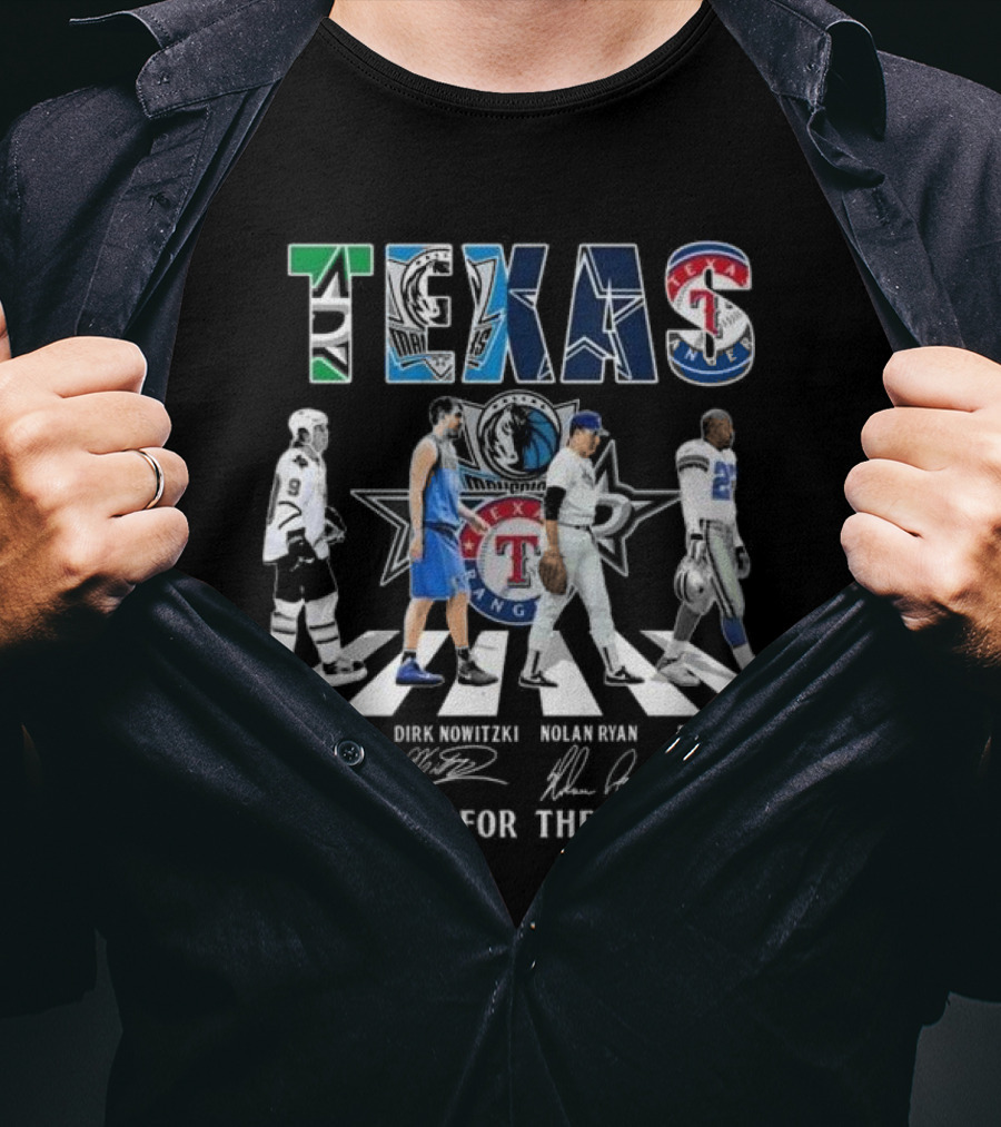 Texas Legends Mike Modano Dirk Nowitzki Nolan Ryan Emmitt Smith Thank You For The Memories T-Shirt