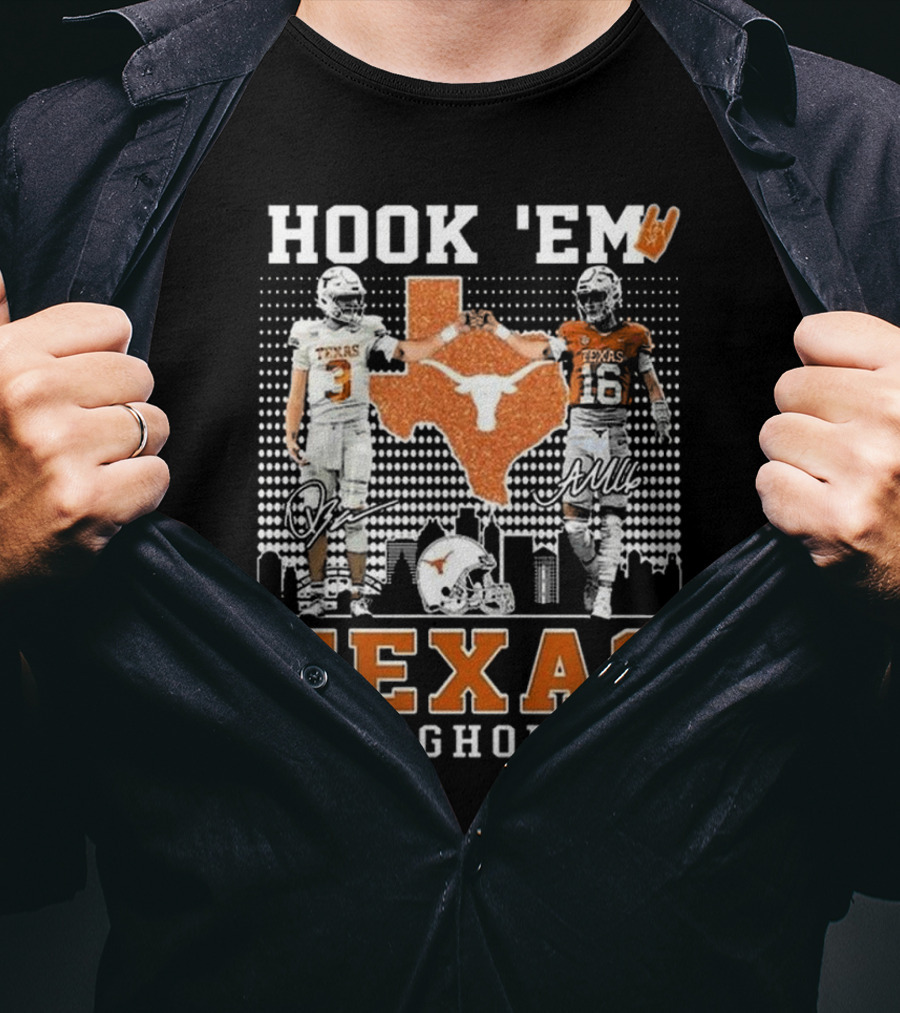 Hook 'Em Texas Longhorns Jordan Whittington Arch Manning Signatures T-Shirt