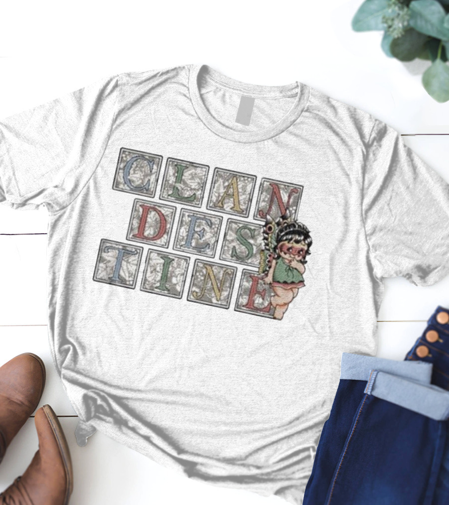 Clandestine Industries Fairy Letters Block Design With Cartoon Fairy T-Shirt