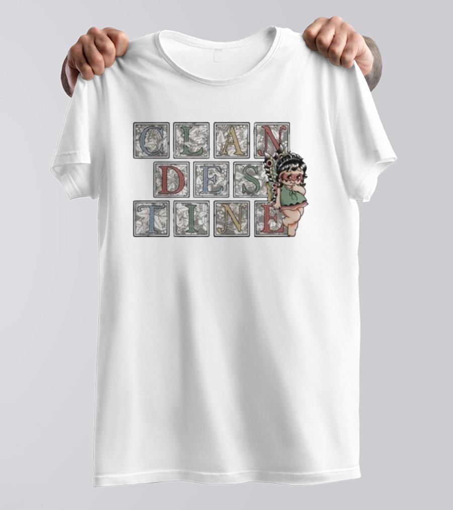 Clandestine Industries Fairy Letters Block Design With Cartoon Fairy T-Shirt