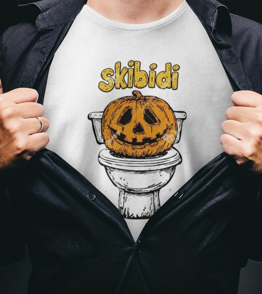 Skibidi Pumpkin On Toilet Jack-o'-Lantern T-Shirt