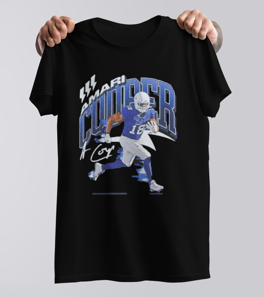 Amari Cooper Signature Football Player 18 With Energetic Blue T-Shirt