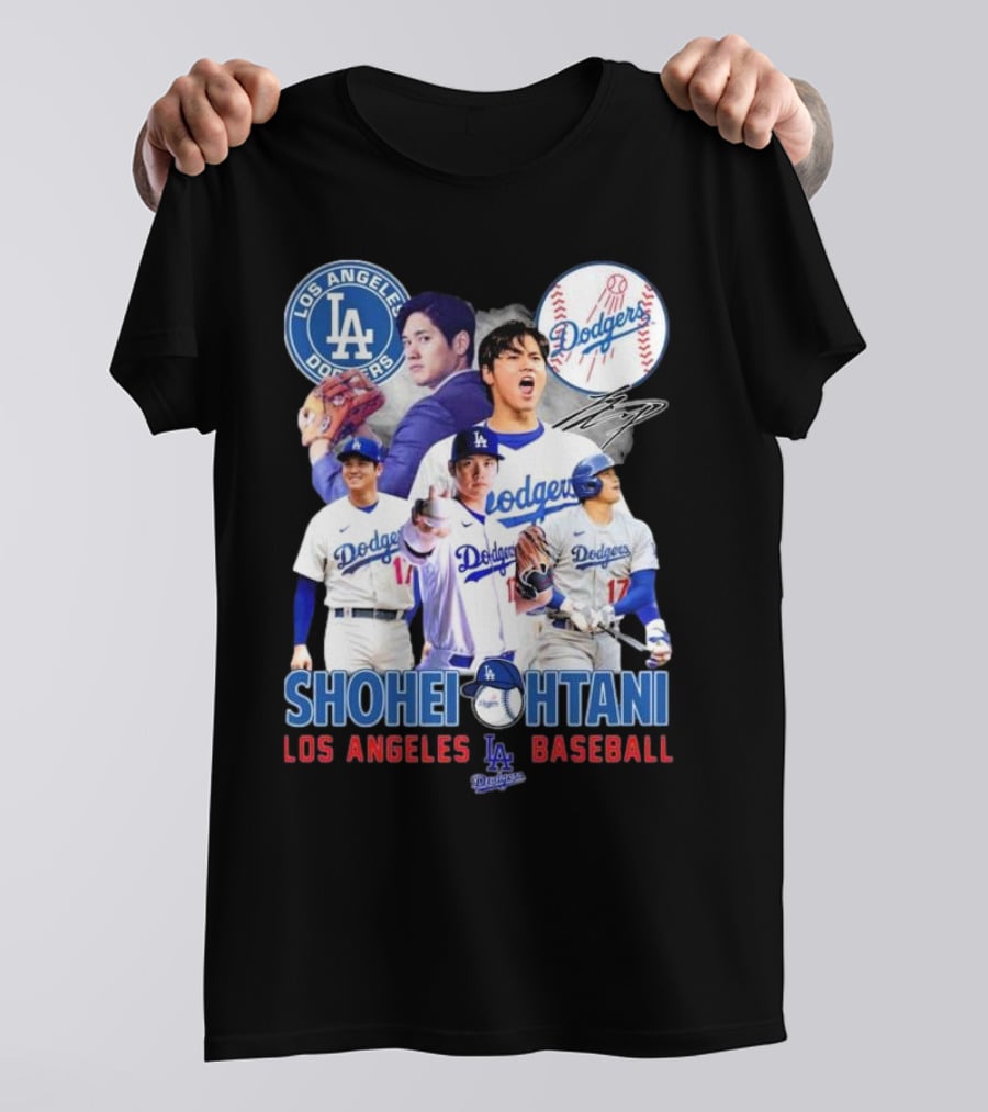 Los Angeles Dodgers Shohei Ohtani Baseball MVP Signature T-Shirt