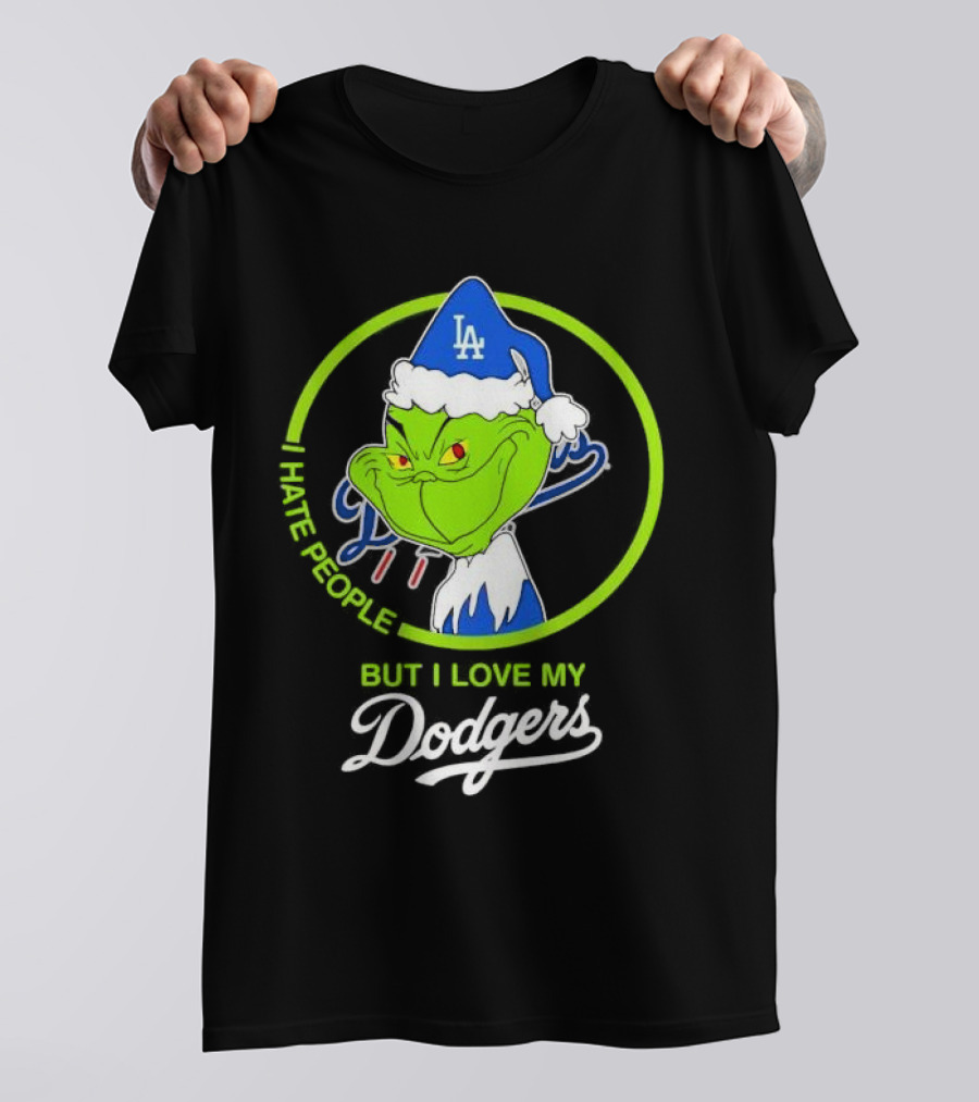 Grinch I Hate People But I Love My LA Dodgers Christmas T-Shirt
