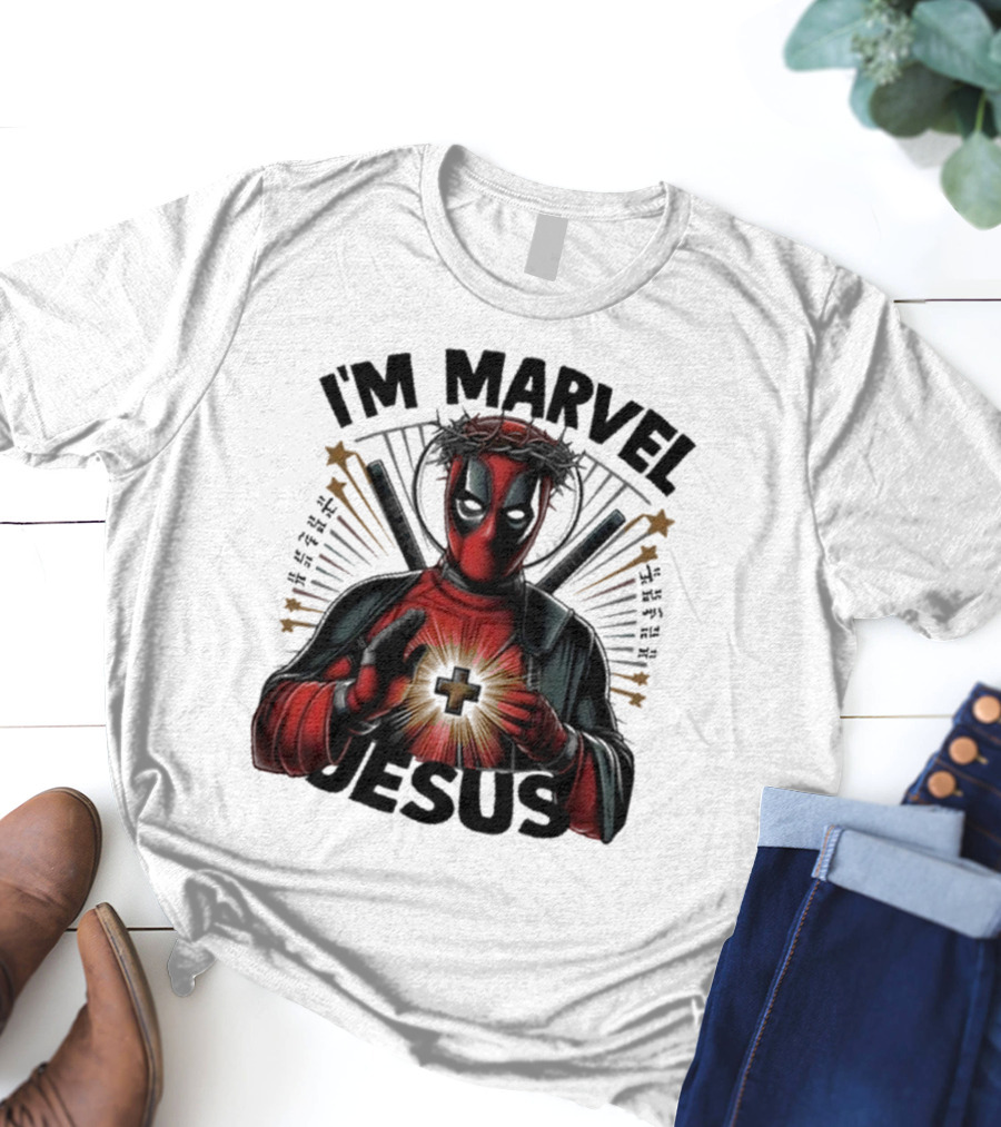 I'm Marvel Jesus Deadpool With Cross Halo And Swords T-Shirt