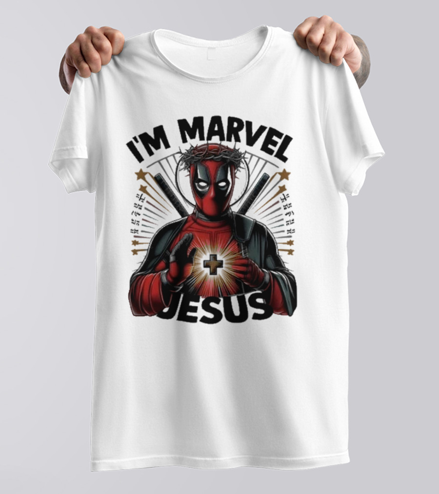 I'm Marvel Jesus Deadpool With Cross Halo And Swords T-Shirt
