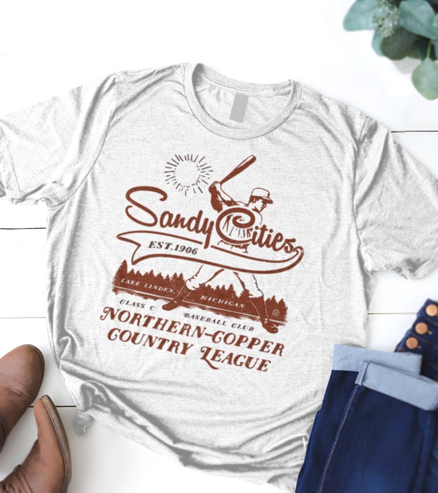 Sandy Cities Lake Linden Michigan Vintage Class C Baseball Club Northern Copper Country League Est. 1906 T-Shirt