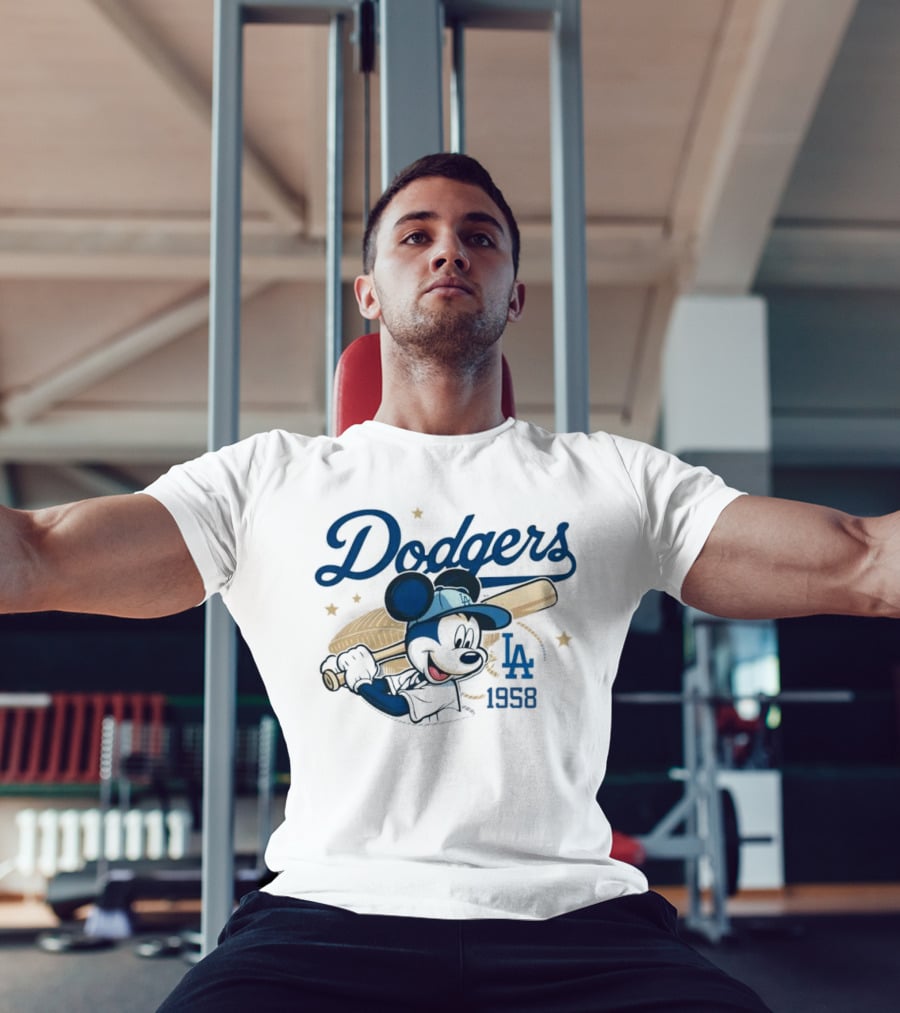 Mickey Mouse Dodgers LA 1958 Baseball MLB Team Retro Fashion T-Shirt