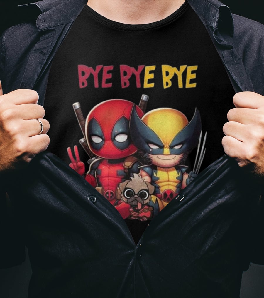 Deadpool Wolverine Bye Bye Bye Best Song For Hero Cute Chibi T-Shirt
