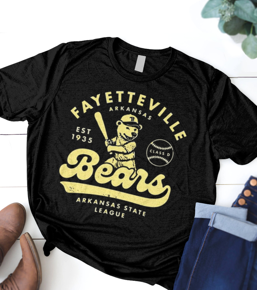 Fayetteville Bears Arkansas State League Est 1935 Class D Vintage Baseball Teams T-Shirt
