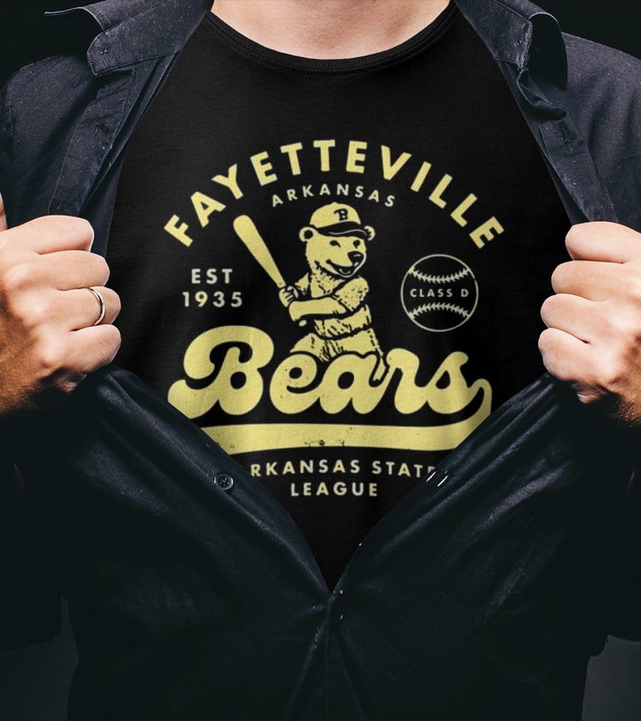 Fayetteville Bears Arkansas State League Est 1935 Class D Vintage Baseball Teams T-Shirt