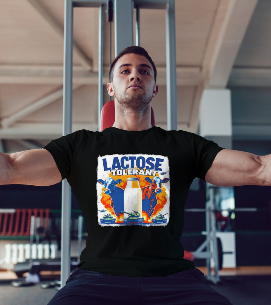 LACTOSE TOLERANT Milk Defense With Cows And Tanks T-Shirt