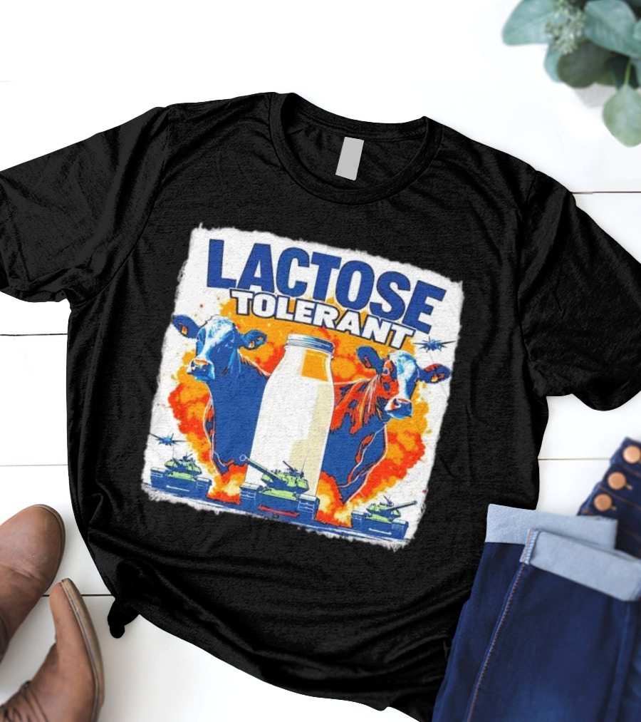 LACTOSE TOLERANT Milk Defense With Cows And Tanks T-Shirt